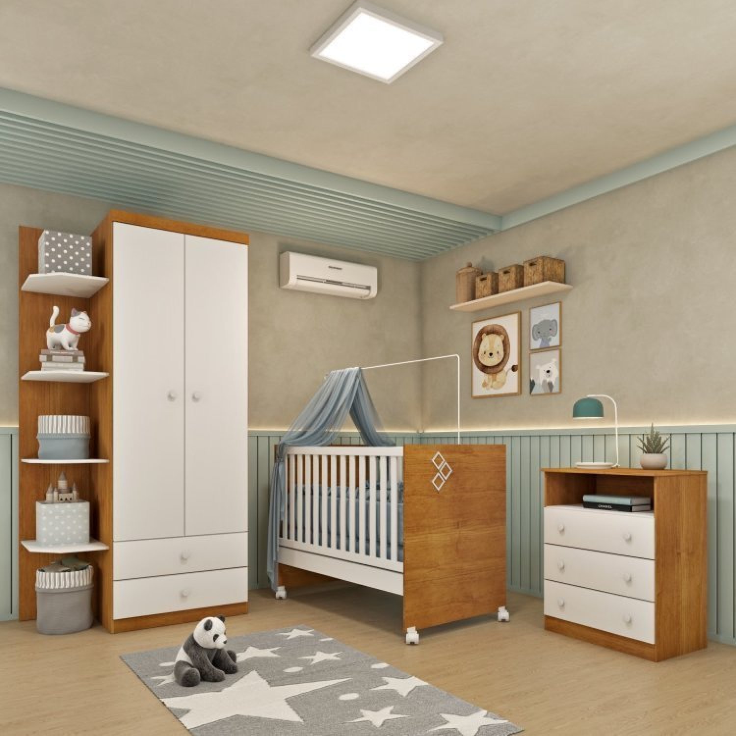 Quarto de Bebê Completo Berço Guarda Roupa 2 Portas Cômoda Doçura Tcil Móveis - 1