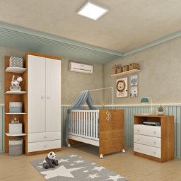 Quarto de Bebê Completo Berço Guarda Roupa 2 Portas Cômoda Doçura Tcil Móveis - 1