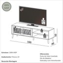 Ver imagem 3 de Rack 160cm c/ 2 Portas de Vidro Canelado - Carvalho Rose