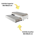 Ver imagem 7 de Bicama Box Solteiro Courino Linho Branco 88x188 com Dois Colchões Airtech Molas Ensacadas Ortobom