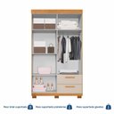 Ver mais imagens de Conjunto Quarto de Solteiro Roupeiro Flórida + Cômoda Monique 100% MDF Yescasa