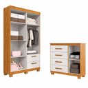Ver imagem 4 de Conjunto Quarto de Solteiro Roupeiro Flórida + Cômoda Monique 100% MDF Yescasa