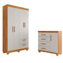 Ver imagem 2 de Conjunto Quarto de Solteiro Roupeiro Flórida + Cômoda Monique 100% MDF Yescasa