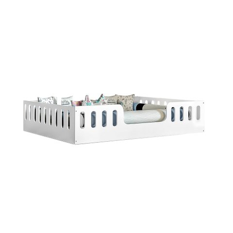 Cama Casal Montessoriana Helo Branco Incluso Lousa Mágica