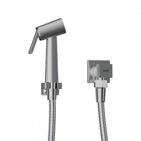 Ducha Higiênica Chuveirinho Quadrada Metal Cromada