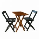 Ver imagem 2 de Conjunto Mesa Dobrável 70x70 Tampo Mdf e 02 Cadeiras Dobrável Retrátil Imbuia-preto