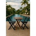 Ver imagem 3 de Conjunto Mesa Dobrável 70x70 Tampo Mdf e 02 Cadeiras Dobrável Retrátil Imbuia-preto