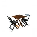 Ver imagem 1 de Conjunto Mesa Dobrável 70x70 Tampo Mdf e 02 Cadeiras Dobrável Retrátil Imbuia-preto