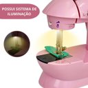 Ver imagem 6 de Mini Máquina de Costura Elétrica com Mesa Portátil 2 Velocidades Pedal Luz Bivolt Rosa Importway
