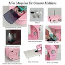 Ver imagem 3 de Mini Máquina de Costura Elétrica com Mesa Portátil 2 Velocidades Pedal Luz Bivolt Rosa Importway