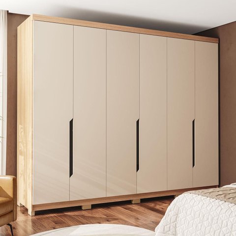 Roupeiro Barcelona MDF 6 Portas 270x235,5cm Carvalho/Off White 250708