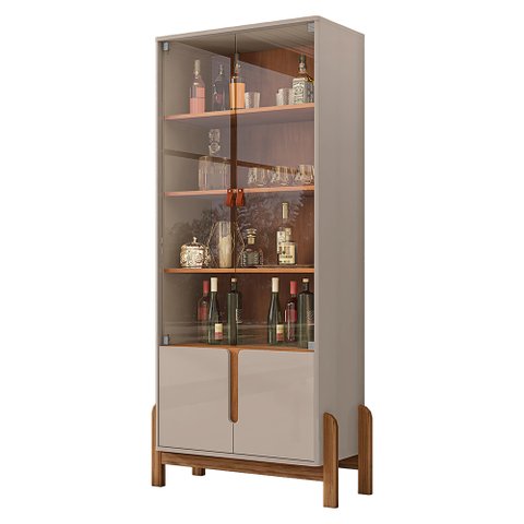 Cristaleira 02 Portas Lia 180 cm Off White e Cedro - D’Rossi