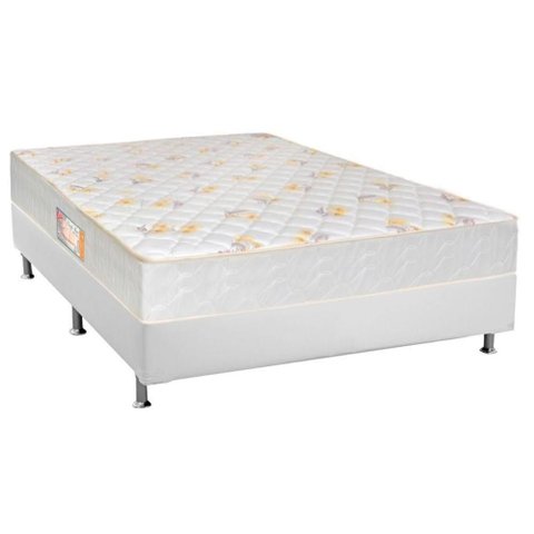 Cama Box com Auxiliar Casal Colchão Anatômico Castor Sleep Firme + Base Crc Courano White(138x188)