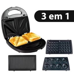Sanduicheira Grill 3 em 1 Multifuncional Waffle Donut 110v - 2