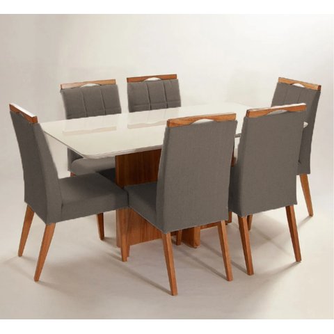 Mesa de Jantar + 6 Cadeiras Paris Tampo Atenas 160 Cm a 10