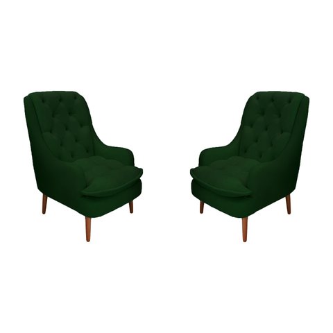 Kit 2 Poltronas Decorativas Lille Suede Verde - Dominic Decor