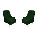 Ver imagem 1 de Kit 2 Poltronas Decorativas Lille Suede Verde - Dominic Decor