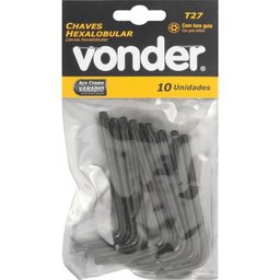 Chave Hexalobular T27 C/ Furo Guia Crv C/ 10 Peças Vonder - 2