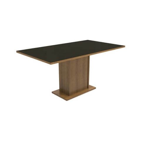 Mesa Madesa Retangular Tampo de Vidro 5275 Rustic/Preto Cor:Rustic/Preto