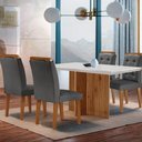 Ver imagem 1 de Mesa Olímpia 120cm Mdf Canto Reto Com 4 Cadeiras Carol