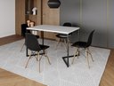 Ver imagem 1 de Mesa Industrial Base Ferro Preto em V Tampo 137x90 Branco 4 Cadeiras Eames Madeira Assento Preto