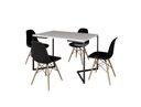 Ver imagem 2 de Mesa Industrial Base Ferro Preto em V Tampo 137x90 Branco 4 Cadeiras Eames Madeira Assento Preto