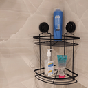 Ver imagem 2 de Suporte Porta Shampoo Preto com Ventosa Duplo Cantoneira Para Banheiro Faciliti