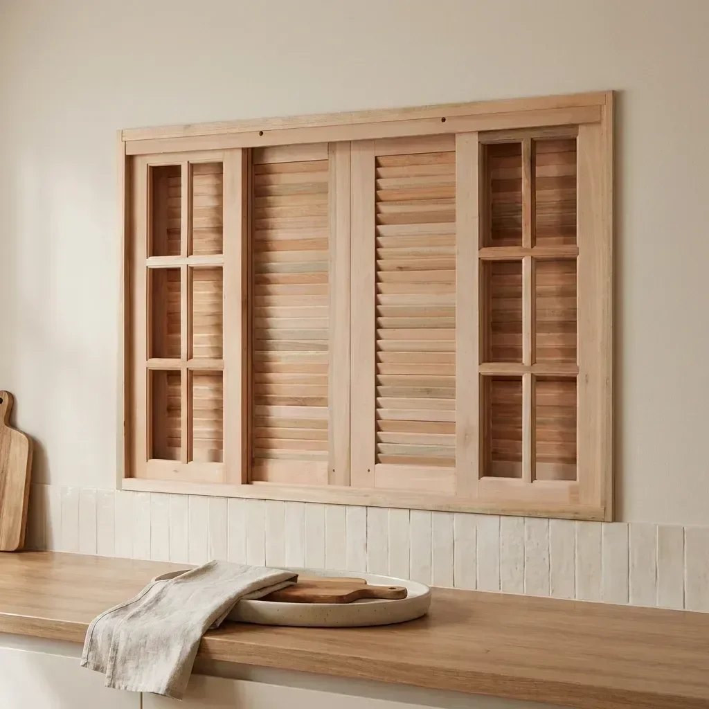 Janela de Madeira Veneziana 120x100cm 6 Folhas Rodam Eucalipto