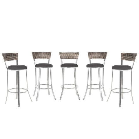 Banqueta Bistro para Bar, Cozinha, Balcão em Alumínio e Fibra Tc Zanutto 5 Unidades Capuccino
