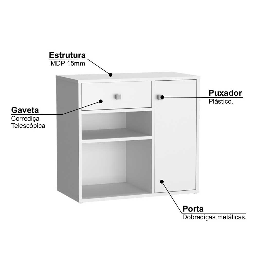 Armário Multiuso com Porta e Gaveta Ravena Nova Mobile - 5