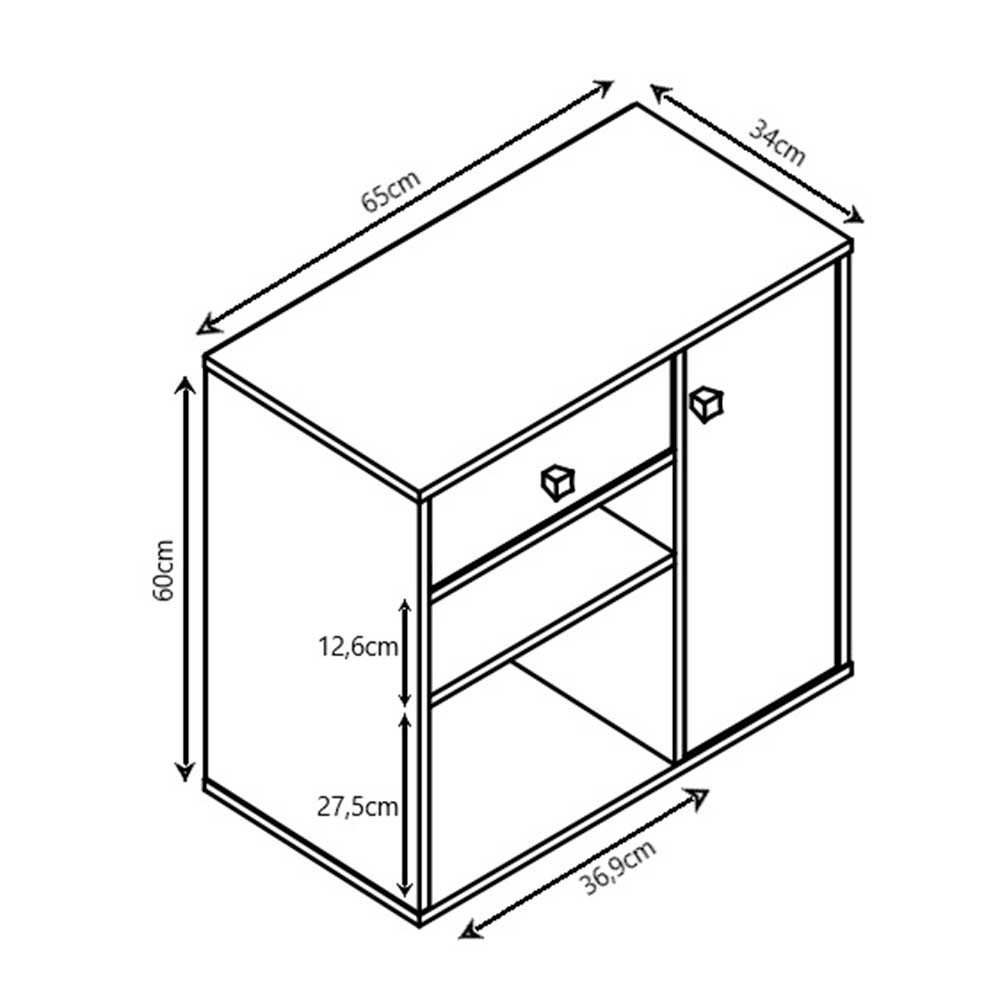 Armário Multiuso com Porta e Gaveta Ravena Nova Mobile - 7