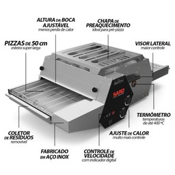 Assador Esteira para Pizzas de 50cm a Gás GLP FE50GLP Saro - 3
