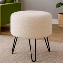Ver imagem 2 de Puff Redondo 40cm Yuna Bouclé Off White - Sallar Home