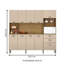 Ver imagem 4 de Armário de Cozinha com Balcão July 10 Portas 2 Gavetas Freijó/vanilla - Pnr Móveis