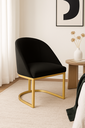 Ver imagem 1 de Cadeira Jantar Meia Lua Base Metal Gold Veludo Preto - Montanaris Decor