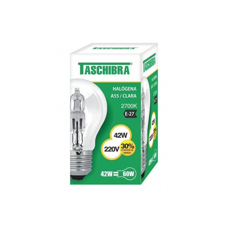 Lâmpada Halógena Taschibra A55 42W E27 2700K Luz Amarela 220V - 1