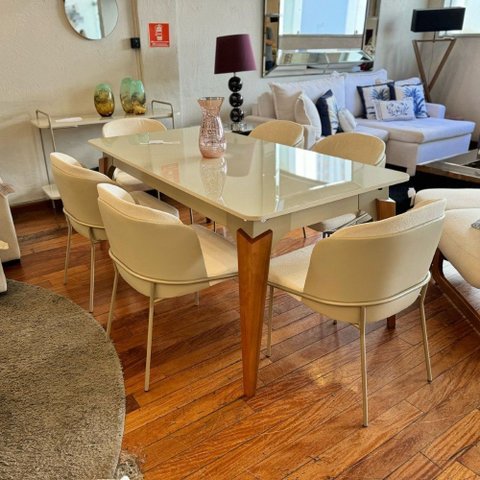 Kit Sala de Jantar Mesa Vitória e 6 Cadeiras Aurora:180x90