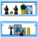 Ver imagem 1 de Kit 2 Nicho Retangular Azul Claro 50x20x10p Mdf Decorativo