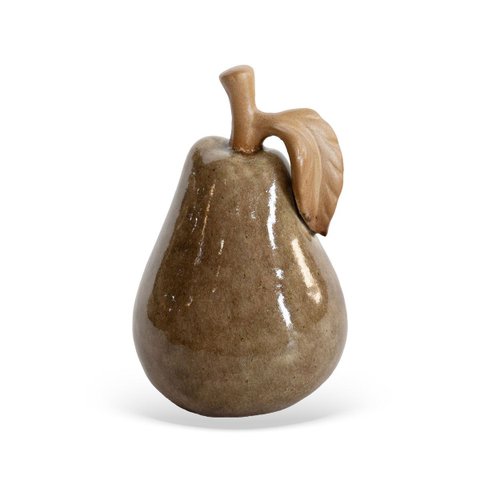 Peça Decorativa Pêra em Cerâmica Marrom Escuro 18,5cm Ct0197 Btc