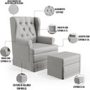 Ver imagem 4 de Poltrona De Amamentação Com Balanço e Puff P02 Capitonê Facto Cinza Metalizado - Lyam