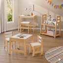 Ver imagem 4 de Conjunto Mesa Escrivaninha Penteadeira + Banqueta Infantil Madeira Freijó/branco