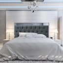 Ver imagem 3 de Cabeceira Solteiro Capitonê Luna Suede Liso Cinza 90 X 60 RBL