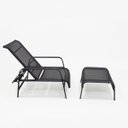 Ver imagem 4 de Cadeira Mini Espreguiçadeira de Piscina com Puff Alumínio e Tela Sling Lótus - Voratto Móveis