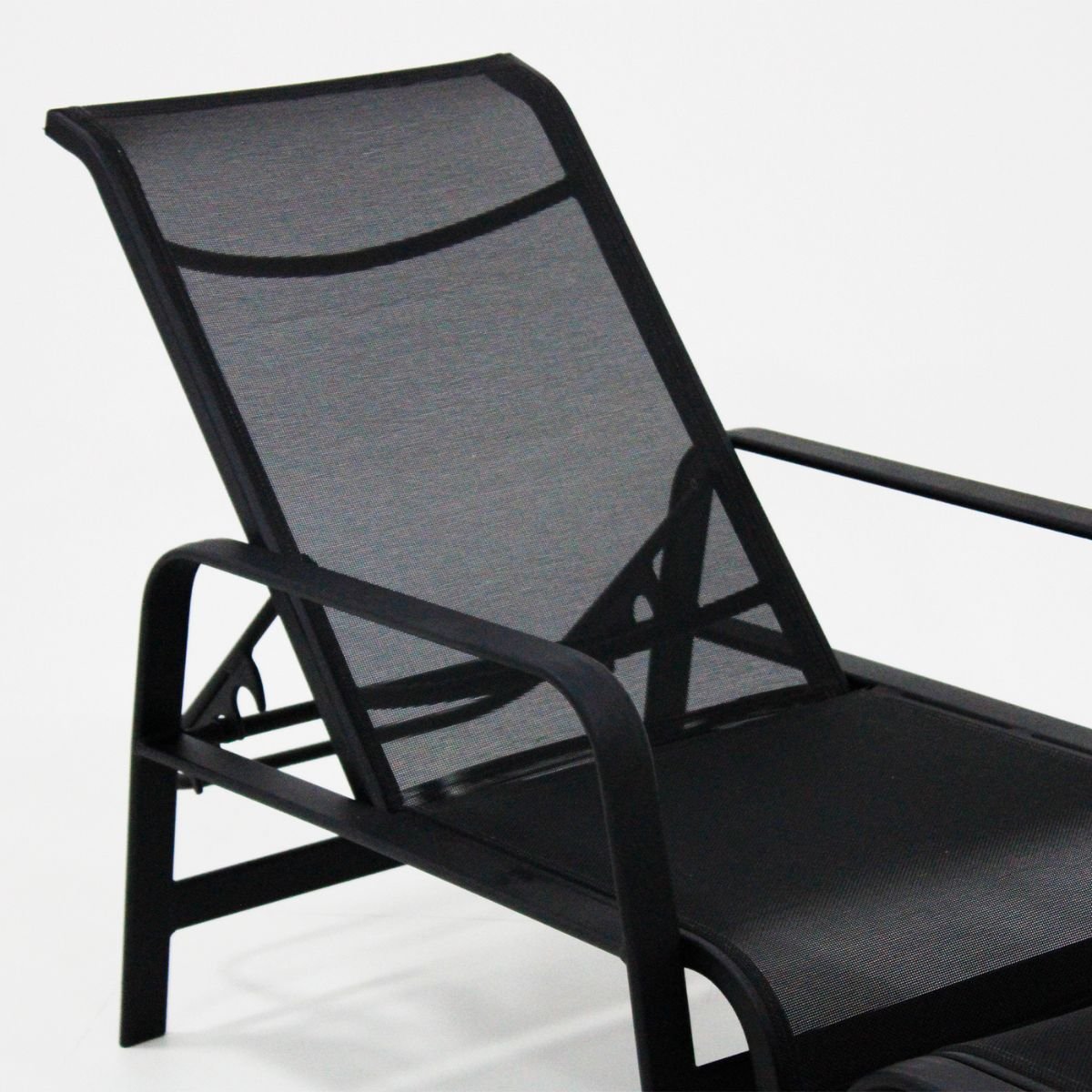 Cadeira Mini Espreguiçadeira de Piscina com Puff Alumínio e Tela Sling Lótus - Voratto Móveis - 8