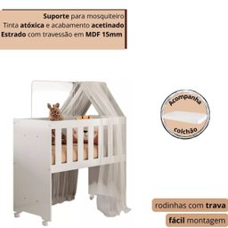 Mini Berço Moises 4 em 1 Moderno + Mosquiteiro e Colchão - 6