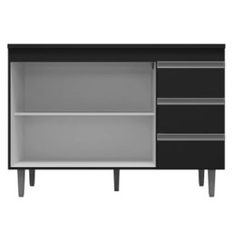 Balcão de Pia 2 Portas Andréia 100 Cm Preto sem Tampo Ajl Móveis - 2