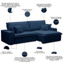 Ver imagem 5 de Sofá Retrátil Reclinável para Sala 3 Lugares 250cm Varsov F04 Veludo Azul - Lyam Decor