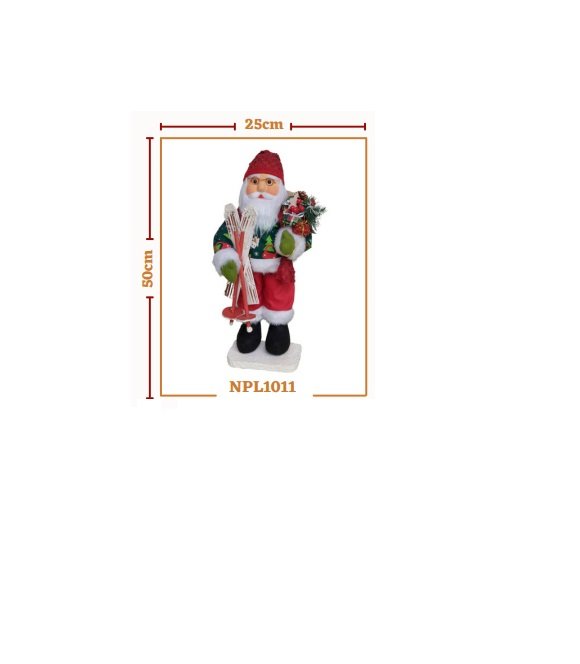 PAPAI NOEL TRADICIONAL COM SUETÉR E SKI 50 CM - 1