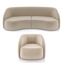 Ver imagem 6 de Conjunto Sofá Sala de Estar Bipartido 240cm e 2 Poltronas Clarke Veludo Bege G45 - Gran Belo
