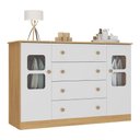 Ver imagem 2 de Cômoda Infantil 125cm 2 Portas com Vidro e 4 Gavetas Brisa Multimóveis Mp4429 Madeirado/branco